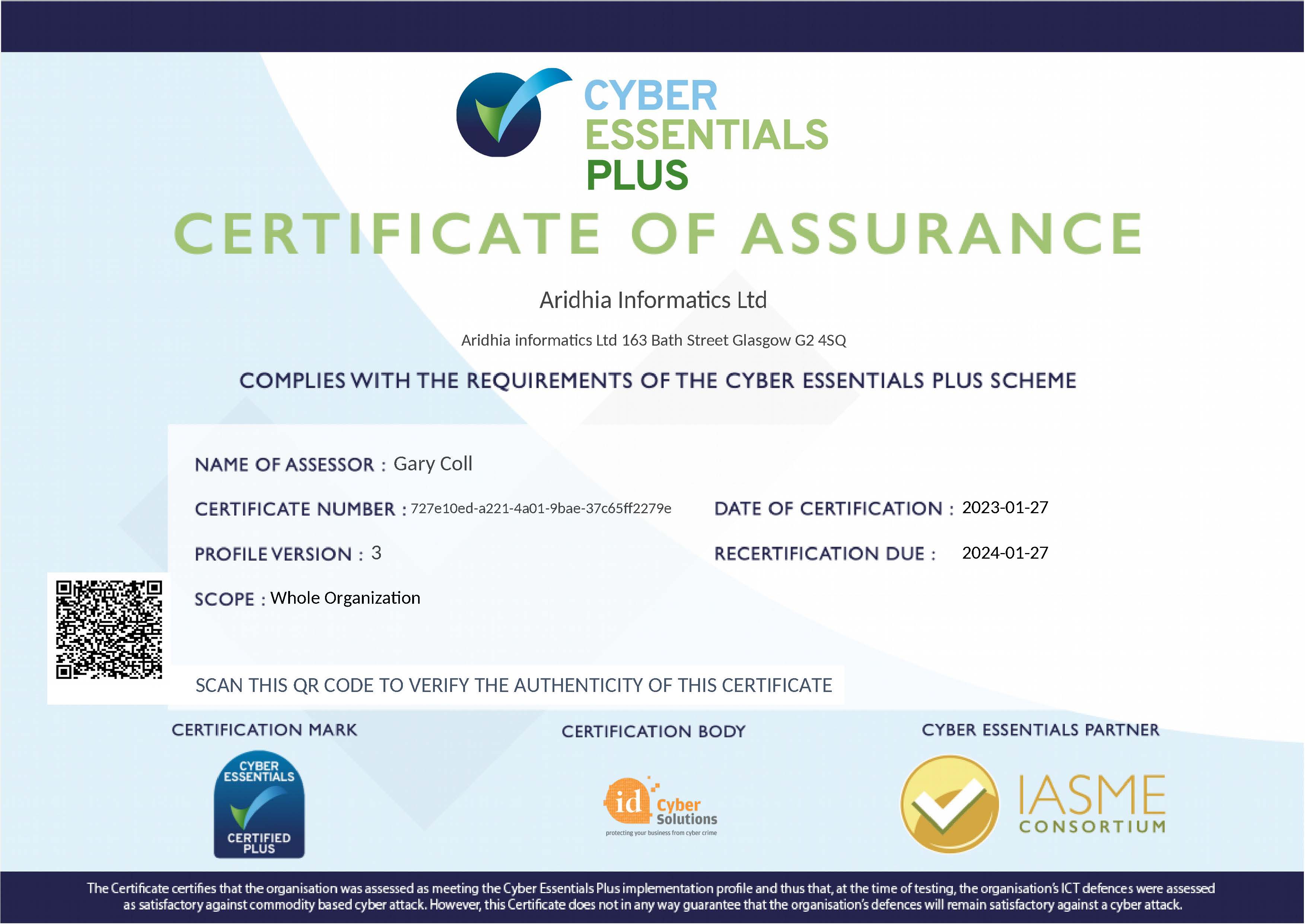 Uk Cyber Essentials Plus Certificate Trusted Data Sharing Network